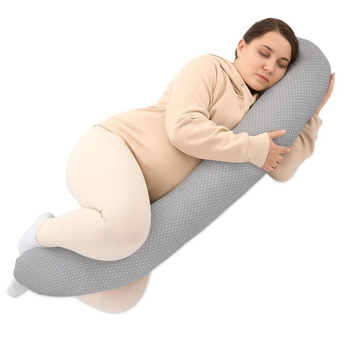 Pregnancy Pillow - XXL Nursing Pillow for Pregnancy (190 cm), Side Pillow, Positioning Support, Polka Dot Cotton Cover