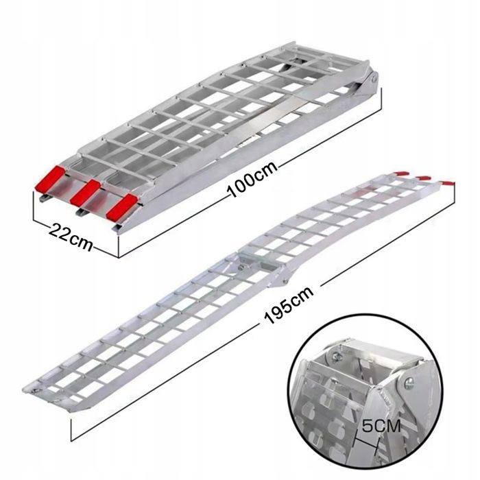 Folding Aluminum Loading Ramps – 195x28 cm | 680 kg Capacity | For Motorcycles and Wheelchairs