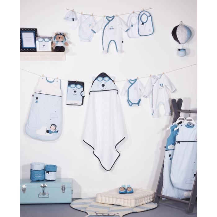 Gigoteuse bébé ouatinée en coton - SAUTHON - Lazare - Bleu - 3x47x70 - 0-4 mois