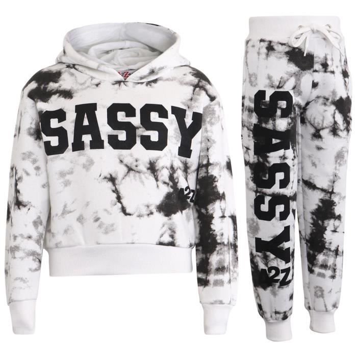 Chándal para niña - Estampado tie-dye - Negro - Manga larga