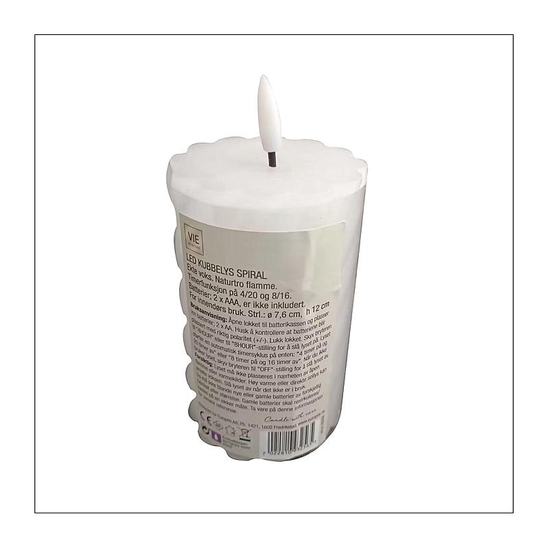 Vie Selected Cube-lampe 12 cm ø 7,6 cm LED-timer spiral hvid