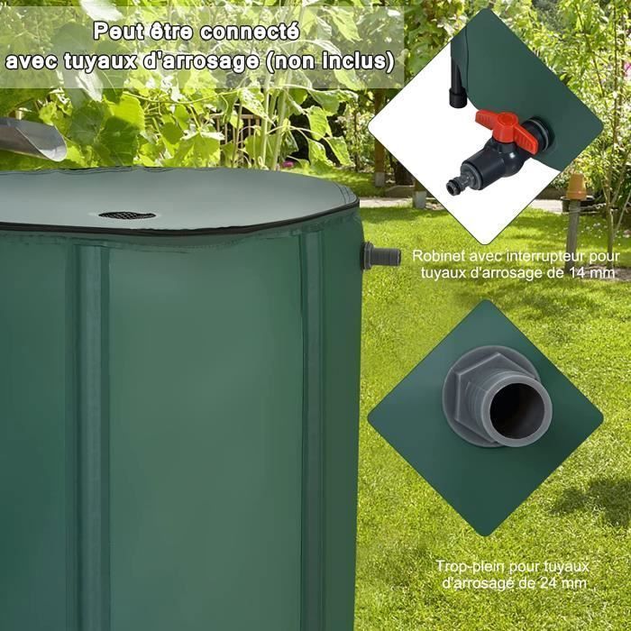 Depósito plegable de agua de lluvia de 200 litros con grifo y filtro, recolector/contenedor de agua de lluvia para exteriores, 60 x 72 cm (Etiqueta)