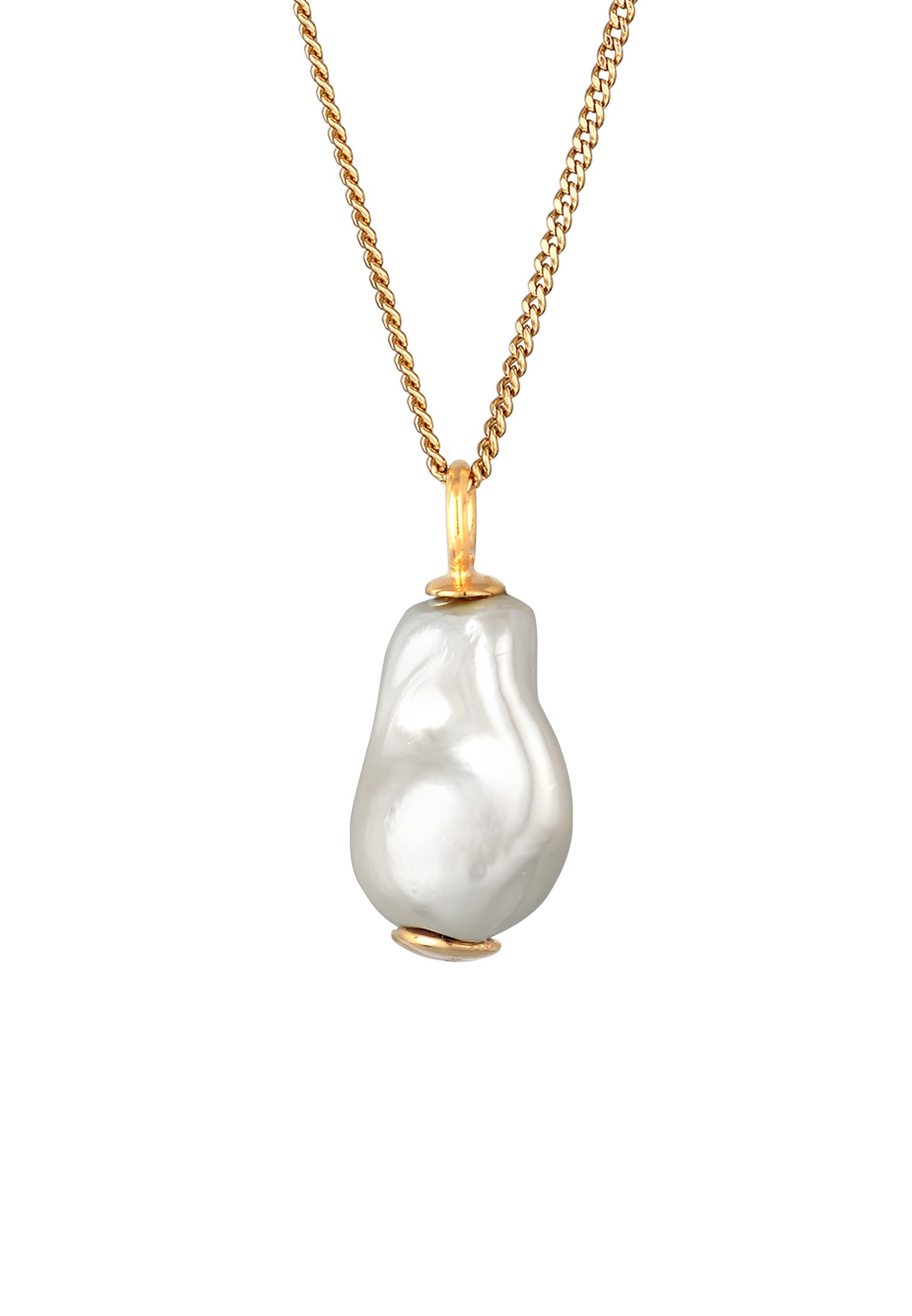 Elli Elli Collier Femmes Coquillage Noyau Perles Blanc Argent Sterling 925 Plaqué Or Tenue de Soirée 45 cm