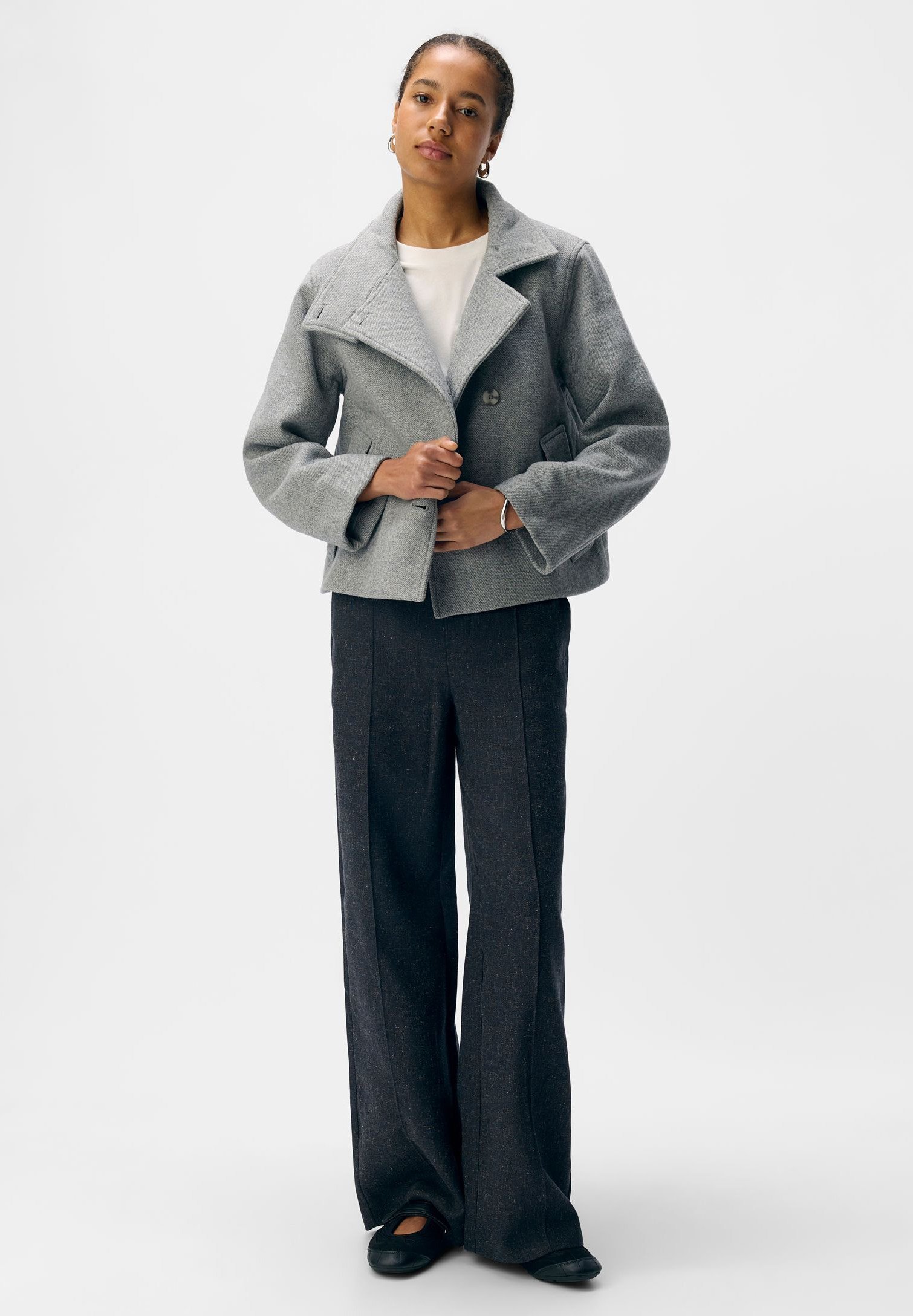 Object OBJRIKI SHORT JACKET - Lichte jas - middengrijs gemêleerd