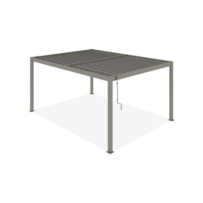 Pergola bioclimatique autoportante PIANA Cazeboo aluminium 4x3 m taupe lames orientables acier
