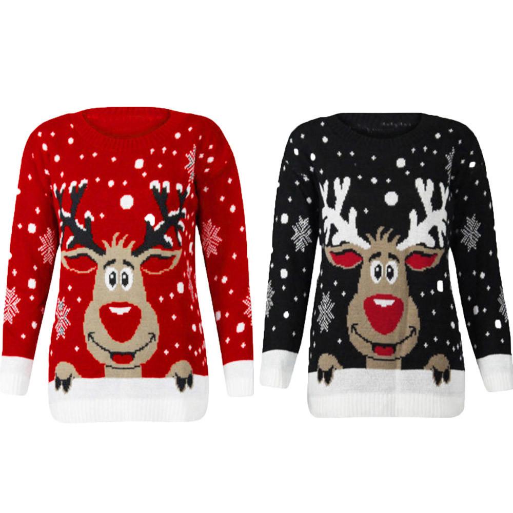 Pull de Noël imprimé rennes, haut à manches longues et col rond pour femme, en promotion, vêtements décontractés automne-hiver pour femme