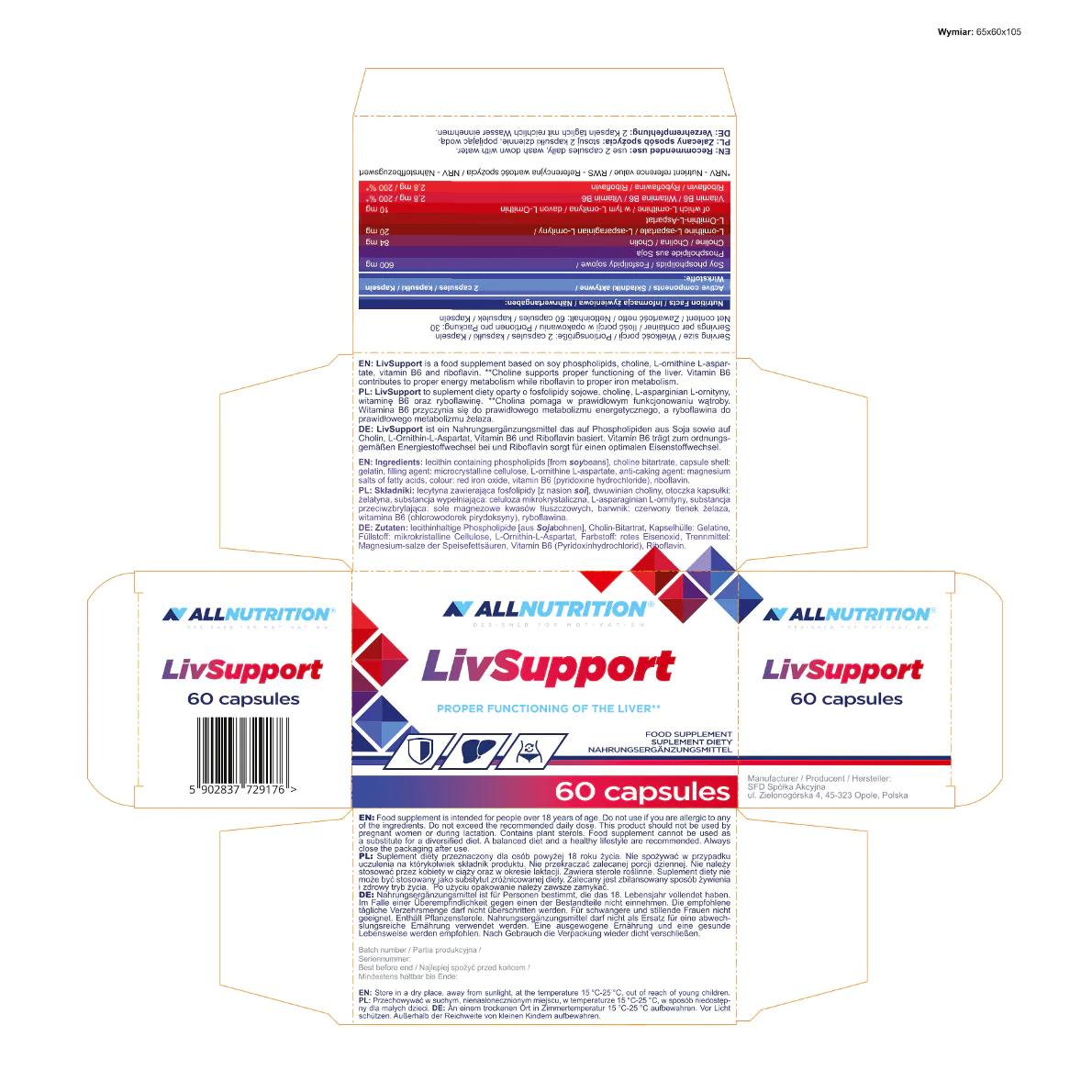 Allnutrition Livsupport, Preparat wspomagający pracę wątroby, Kapsułki