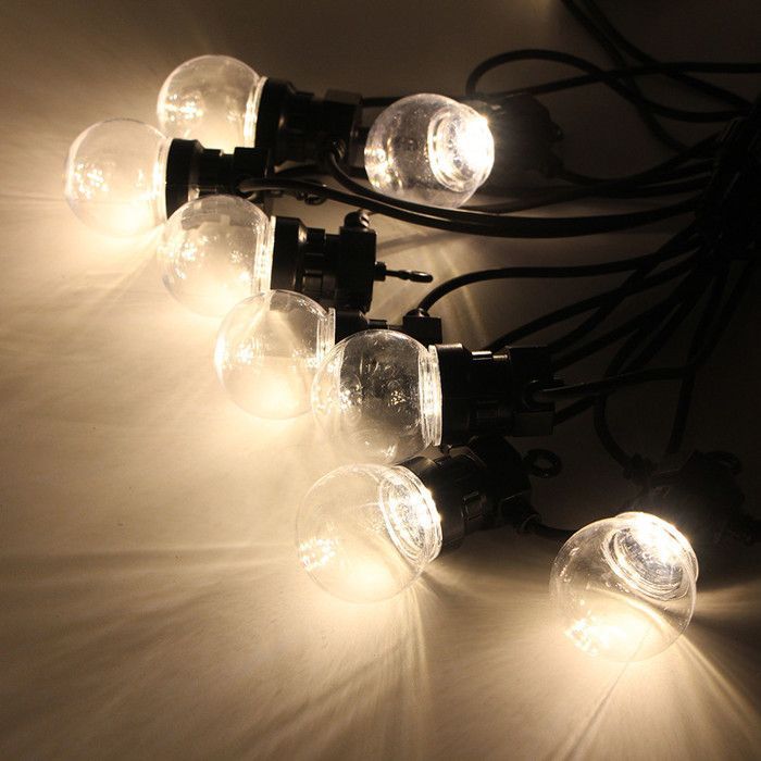 Rosnek IP65 LED Φωτιστικά εξωτερικού χώρου, 20 λαμπτήρες G50, 13 μέτρα, Διαφανή Φωτιστικά για Πάρτι, Γάμους και Κήπους