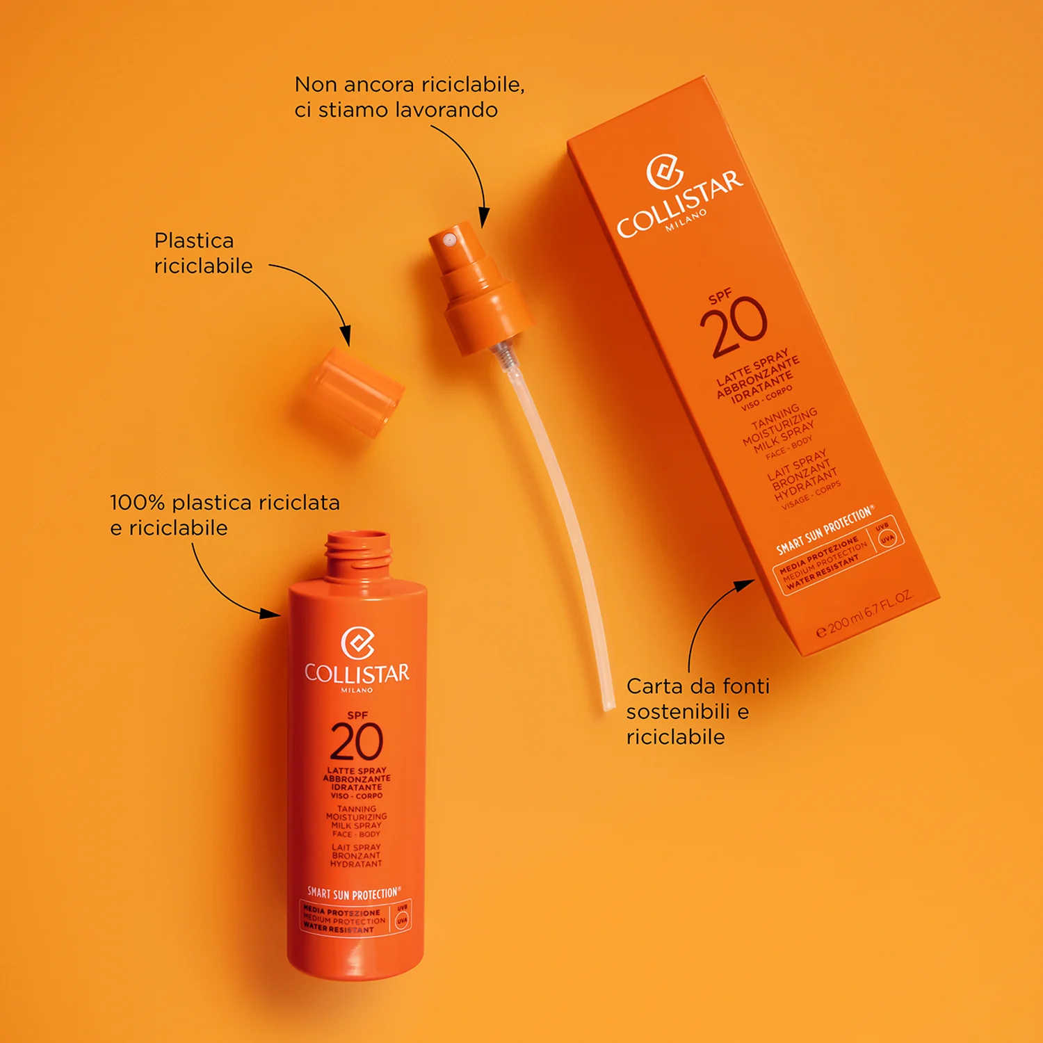 Abbronzatura Latte Spray Abbronzante Idratante SPF20 - Latte solare corpo media prot., Solare viso media prot.