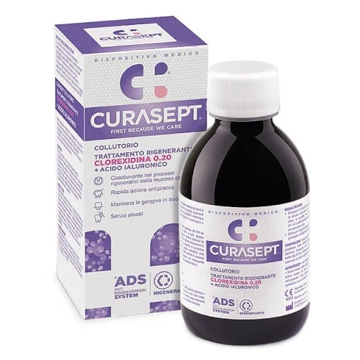 Enjuague bucal CURASEPT Tratamiento de regeneración de ADN Curasept ADS 200 ml Clorhexidina 0,20 + ácido hialurónico