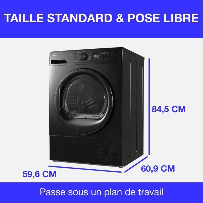Secadora con bomba de calor CONTINENTAL EDISON CESL10PCB2 - 10 kg - 60 cm - Clase energética E - Negra