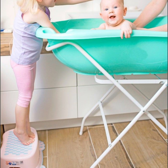 Ergonomic baby bathtub - MY DESIGN FURNITURE - Viridian green - Integrated thermometer - Drain plug