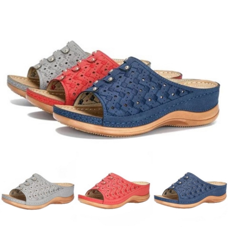Chinelo feminino de verão estilo Roma retrô, casual, com sola grossa e salto plataforma. Sandália feminina de praia, modelo slip-on.
