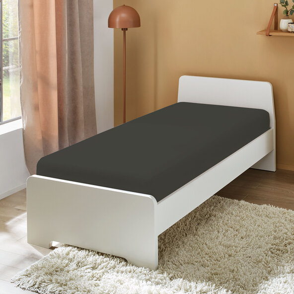 Jersey hoeslaken, 90-100 x 200 cm, antraciet