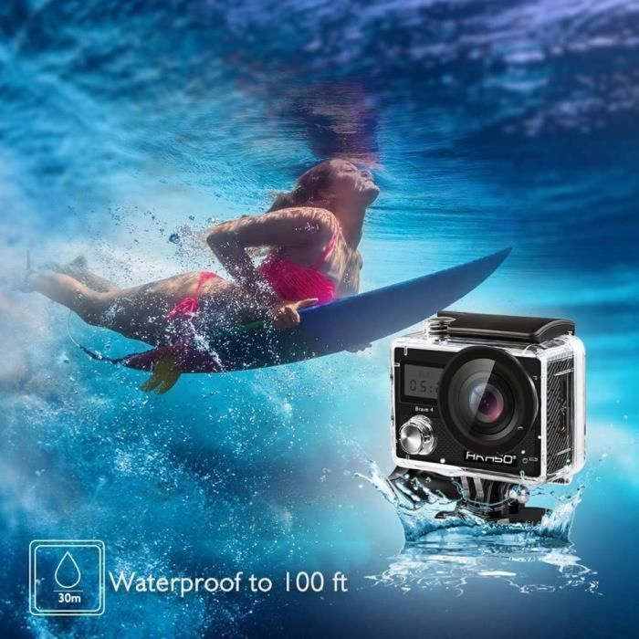 Videocamera sportiva impermeabile AKASO Brave 4 4k, WiFi, 20MP Ultra HD, schermo LCD, angolo di visione di 170°, EIS, impermeabilità fino a 30 metri, con scheda da 32 GB, nera.