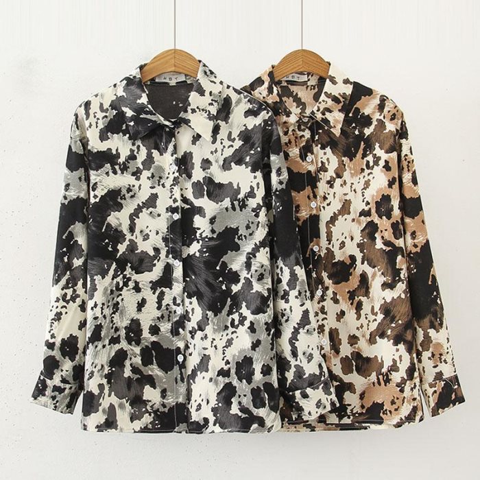 Blouse en mousseline 2020, manches longues, imprimé léopard sexy, col rabattu, chemise de bureau décontractée, grandes tailles