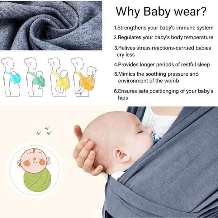 Bufanda portabebés multifuncional para recién nacidos y bebés, de algodón elástico, sin nudos, hasta 15 kg - Morado.