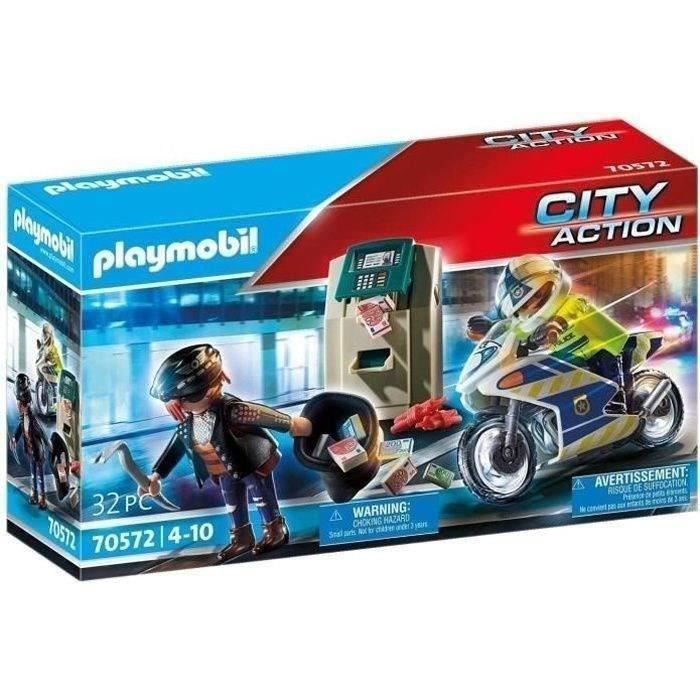PLAYMOBIL 70572 Politieagent op een motor en dief, Stadsactie, Politieagenten, Leeftijd 4+
