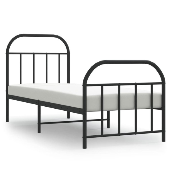 Łóżko Metalowe Rama Łóżka Ze Stelażem Do Pokoju Sypialni Czarna 75x190 cm