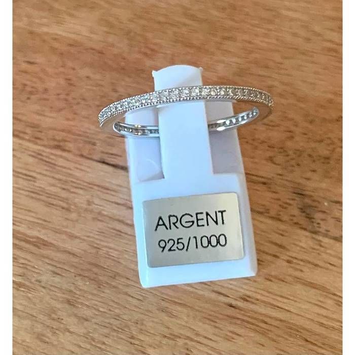 Bague Alliance en Argent Massif Rhodié sertie de Cubics Zirconium - Bijouxia
