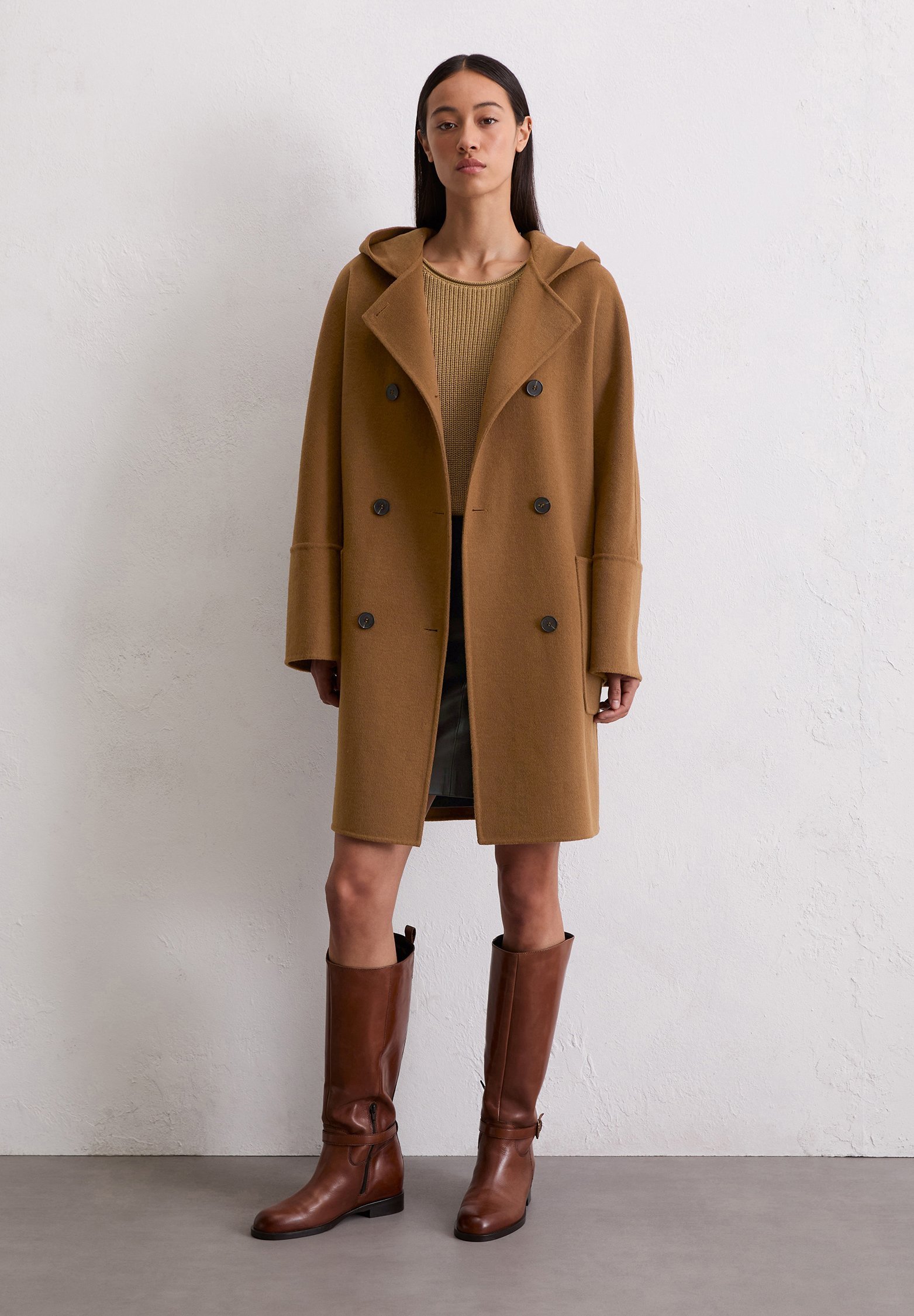 Manteau Marc O'Polo à double boutonnage, finitions soignées, poches plaquées - Classique - marron chaud