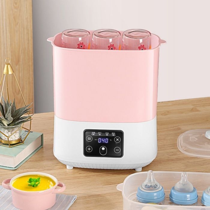 Sterilizzatore per biberon, display a LED, capacità otto biberon, funzione di riscaldamento, rosa