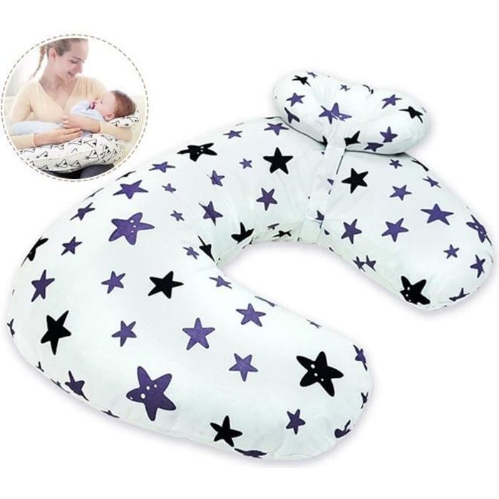 MOGOI Multifunctional Baby Nursing Pillow, Star on White, Cotton, 56 * 37cm
