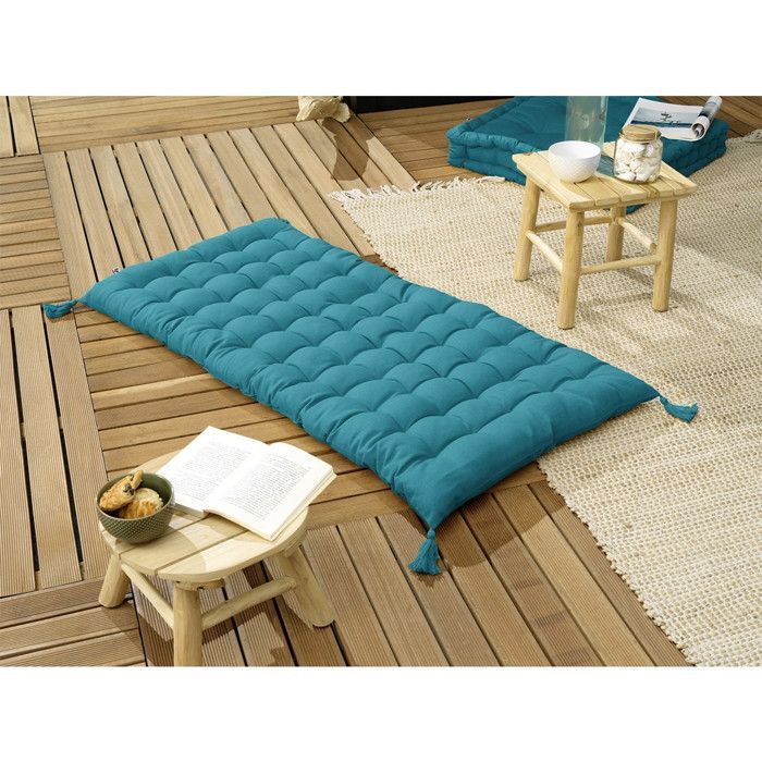 SOPHIE - Materasso da pavimento con nappe 60x120 cm in cotone color pavone