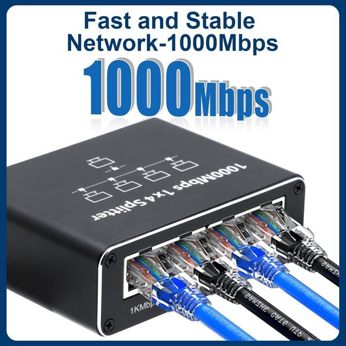 Conmutador Ethernet de 4 puertos, divisor RJ45 de 1000 Mbps, conmutador de red RJ45 dual para ordenador, concentrador, conmutador, enrutador, etc.