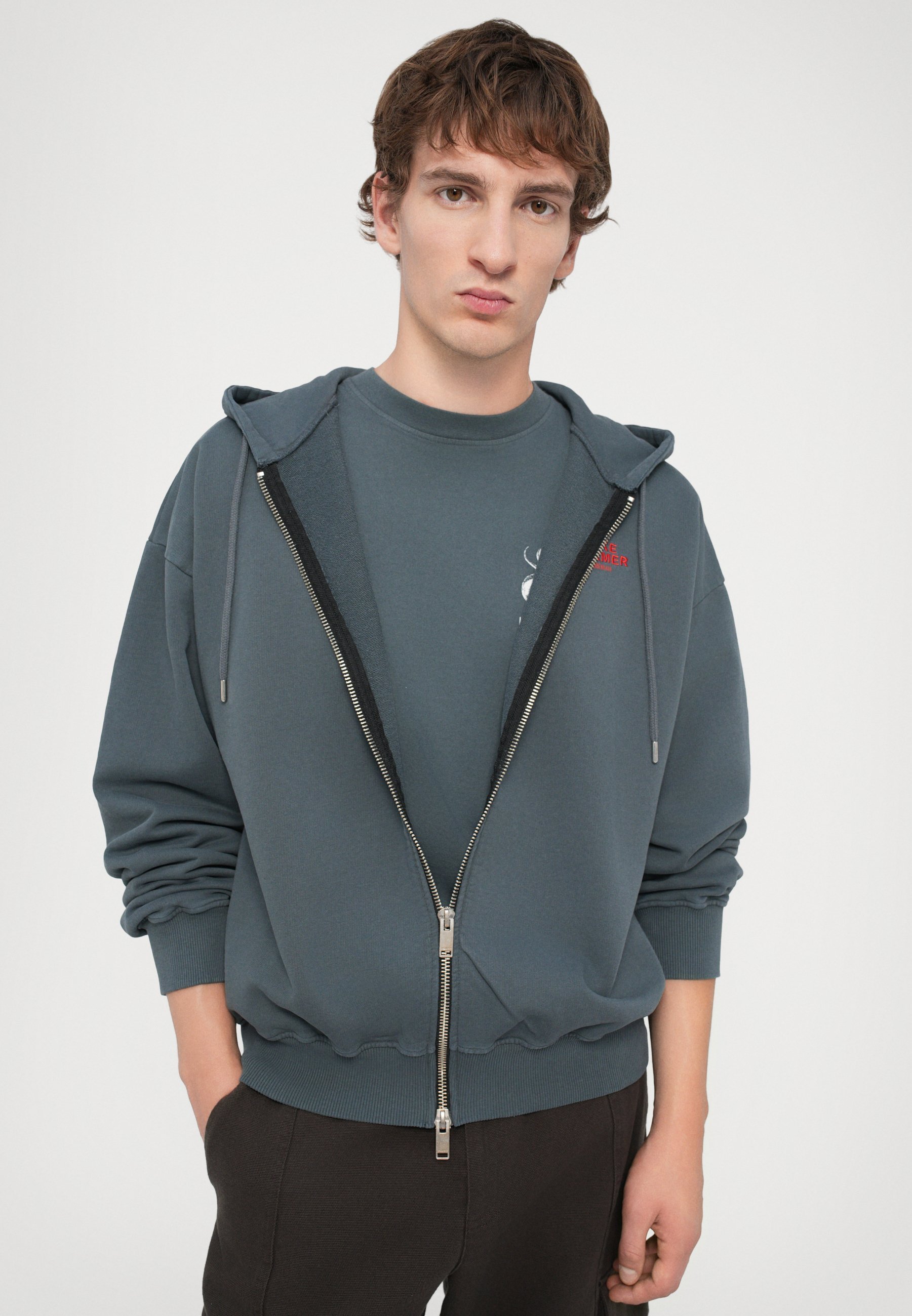 Han Kjøbenhavn SNAKE EMBROIDERY - Kapuzenpullover - Dunkelgrau