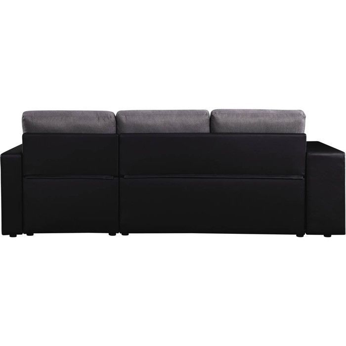 Sofá esquinero convertible/reversible Axel - 3 plazas - Negro/Gris