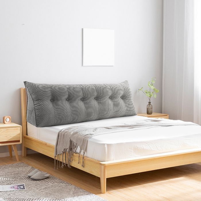 120 cm trekantet rygpude, læsepude til seng og sofa, stor lænde- og hovedstøttepude, med vaskbart betræk