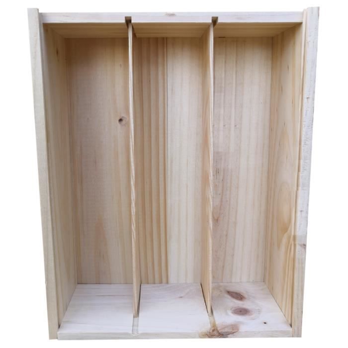 Caisse en bois bouteille - Caisse de rangement en bois 3 bouteilles type Bordeaux [Rangement bouteille de vin]