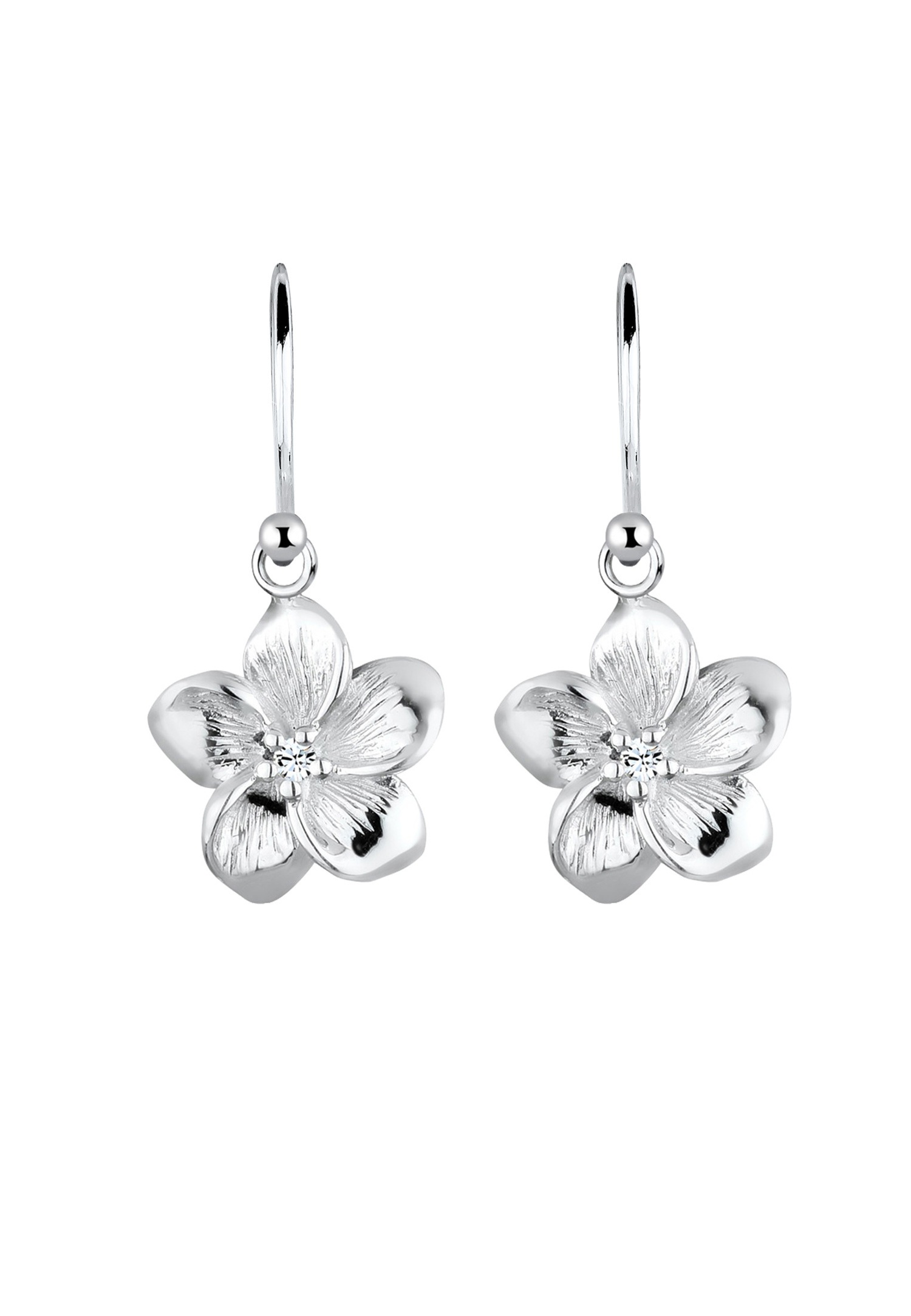 Elli Femmes Pendentif d'oreilles Fleur de Frangipanier Pendentif Tendance avec Cristal en Argent Sterling 925