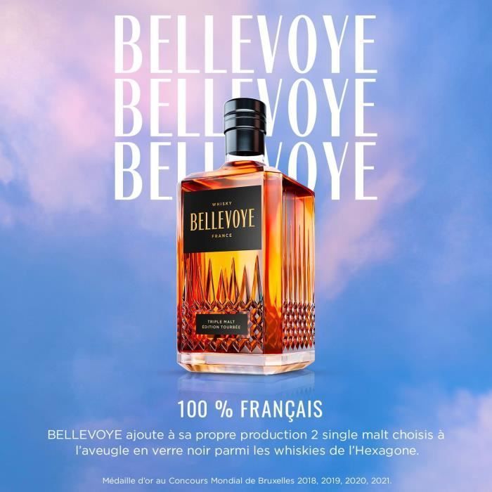 BELLEVOYE - NOIR - Whisky - Triple Malt - Origine: Francia - 43% alcol - bottiglia da 70 cl