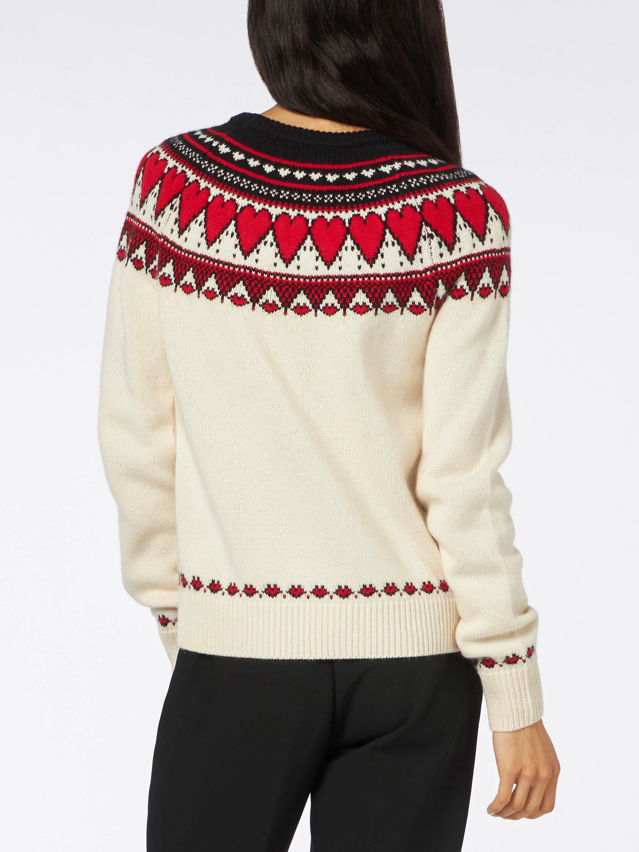 Fair Isle hjärtmönster New Queen vit damtröja