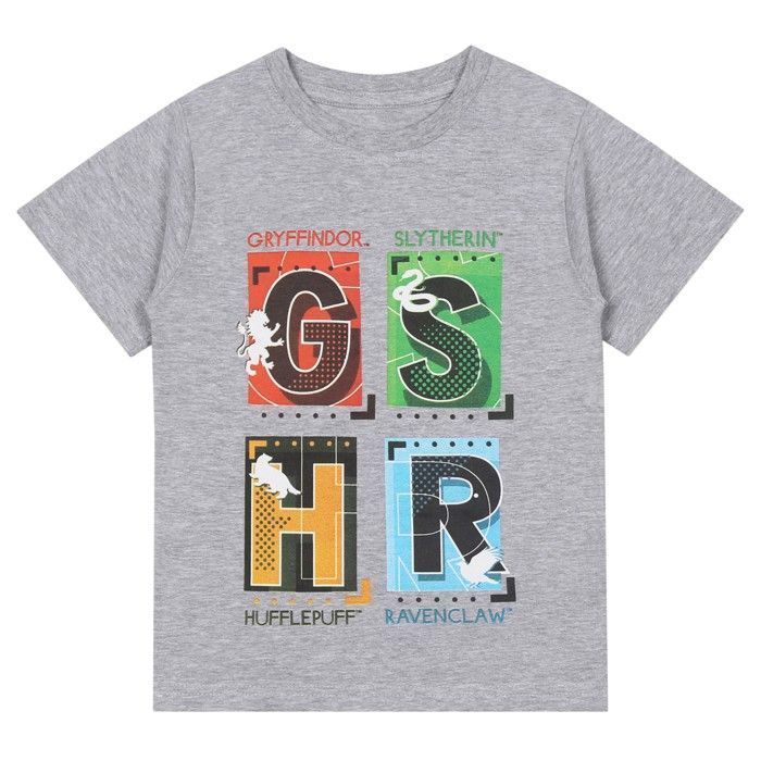 Pijama de verano de manga corta gris y rojo de Harry Potter para niños de 3 años.