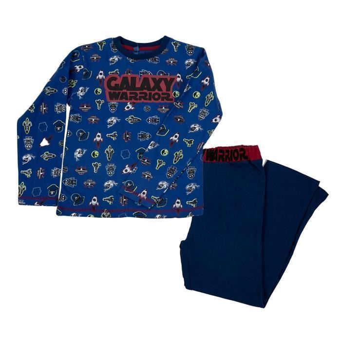 Completo pigiama lungo da bambino OZABI - Grigio/Nero - 100% cotone - Lavabile in lavatrice a 30°C - Taglie da 3 a 8 anni