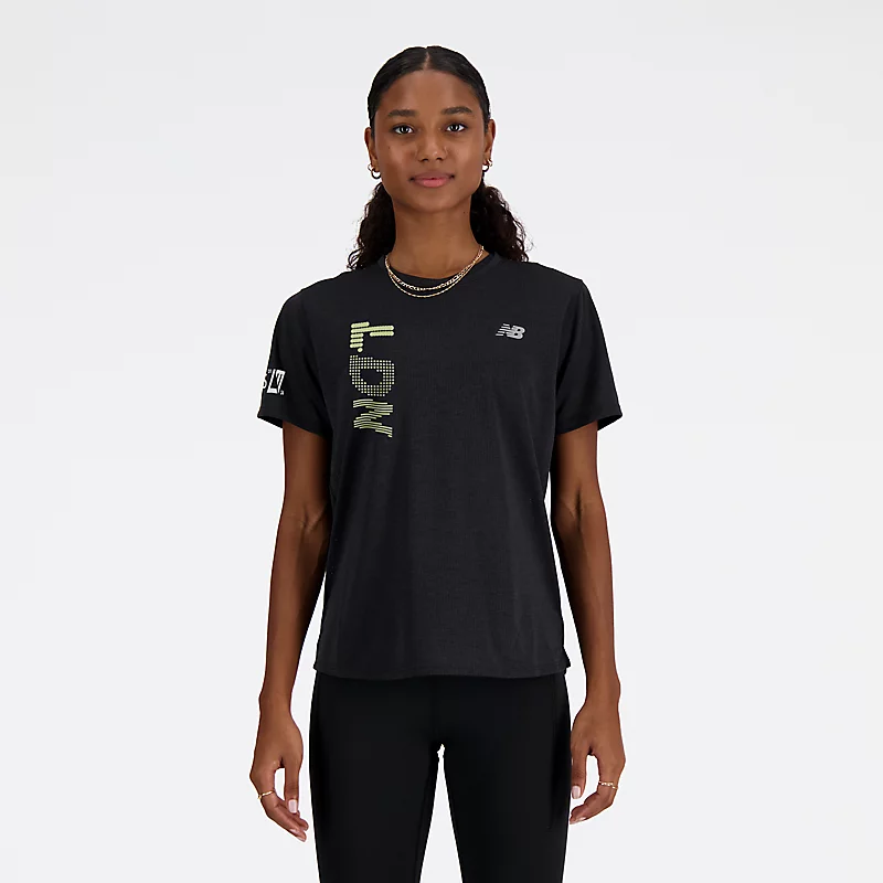 Koszulka damska London Edition Graphic NB Athletics z krótkim rękawem – CZARNY MELANŻ