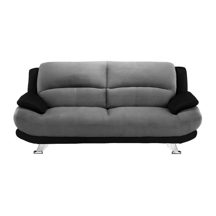 Sofá de microfibra de 3 plazas MUSKO - Bicolor gris y negro - Contemporáneo - De diseño - Fijo