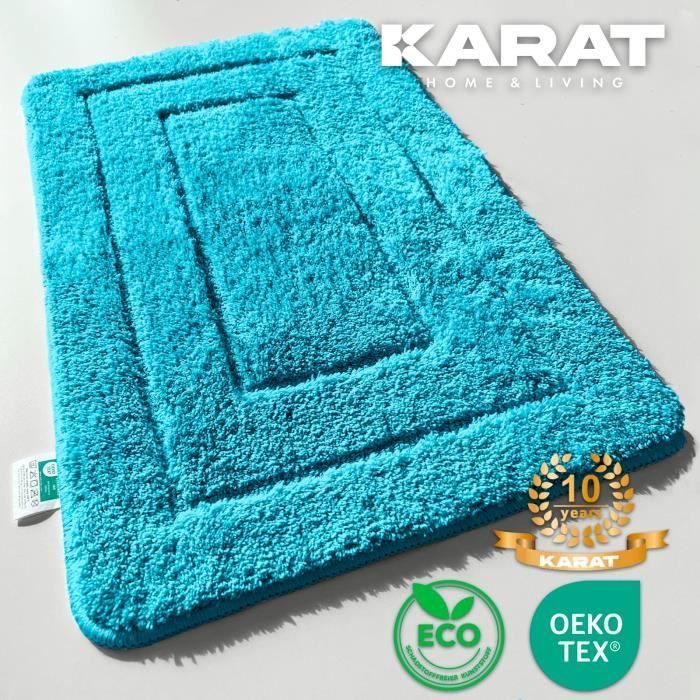 Alfombrilla de baño rectangular Atlantis con base antideslizante, color turquesa, 60 x 100 cm