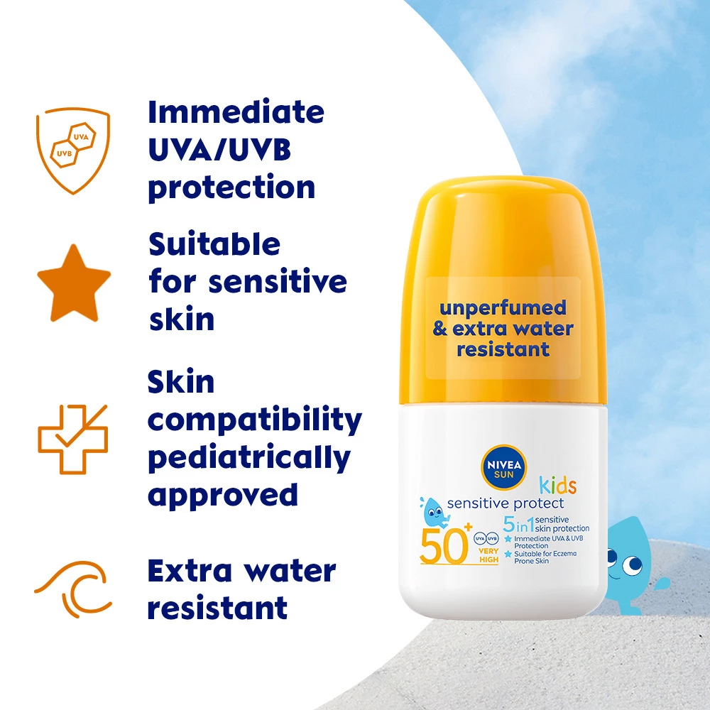 Gel de duș roll-on Protect & Sensitive Kids SPF50+ 50 ml - NIVEA
