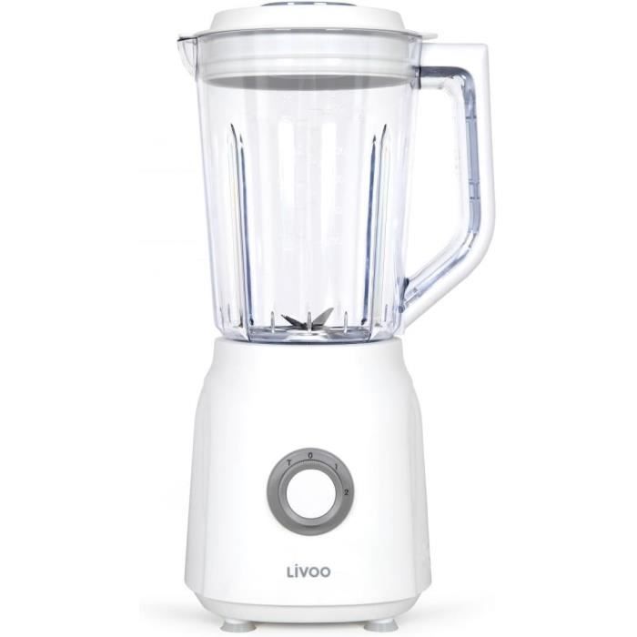 Licuadora - LIVOO - 1,5 L - 600 W - 22.000 RPM - 2 velocidades - Turbo Blanco