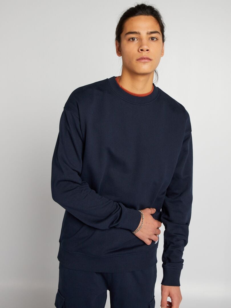 Sudadera de cuello redondo con detalle - AZUL