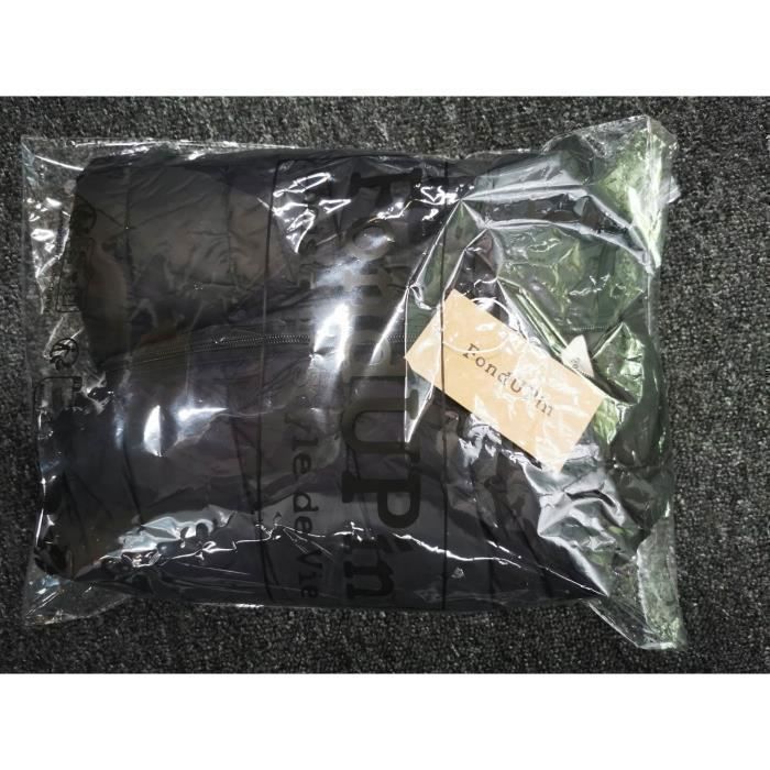 Chaqueta acolchada para hombre, chaqueta acolchada de manga larga con cuello alto y capucha, chaqueta de plumas cálida para entretiempo (otoño e invierno) - Negra