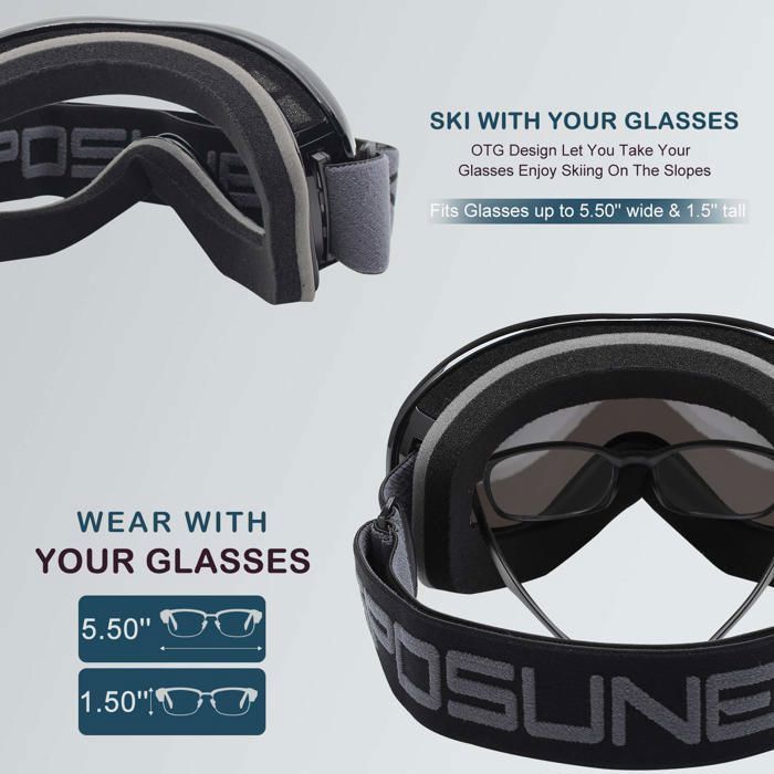 Ski Goggles - Anti-Fog Double Lens Goggles for Men, Women, and Children for Skiing, Snowboarding, and Snowmobiling, UV400 Windproof Protection