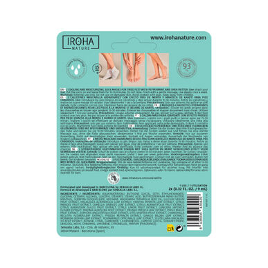 Masque pour les pieds Iroha Nature à effet rafraîchissant, masque hydratant pour les pieds, beurre de karité, 2 x 9 ml