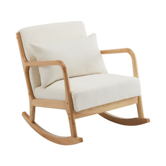 Schommelstoel in Scandinavische stijl van bouclé en hout 