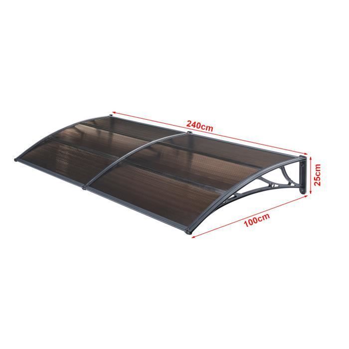 Auvent de Porte d'Entrée Mellerud 240 x 100 cm - EN.CASA - Aluminium - Polycarbonate