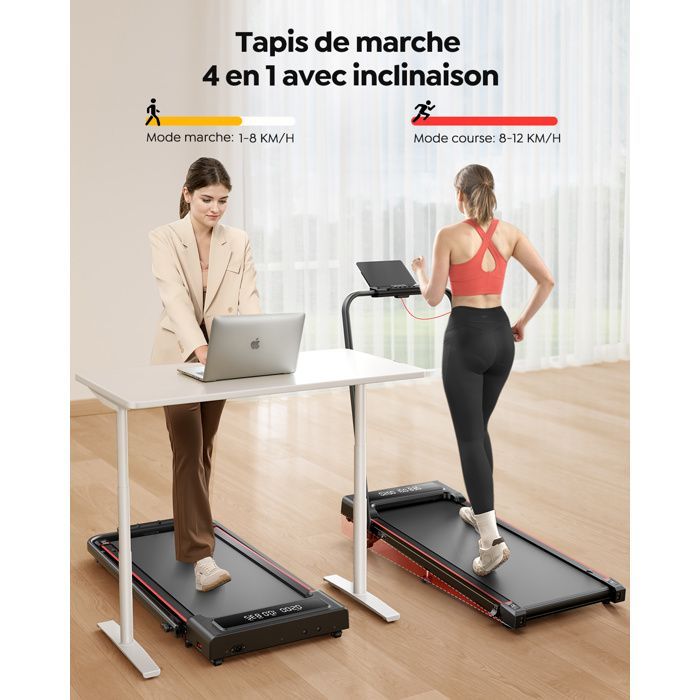 Toputure 4-in-1 opvouwbare loopband/walker, verstelbare hellingshoek, 12 km/u, 2,5 pk, stille werking voor kantoor en thuis (stille functie)